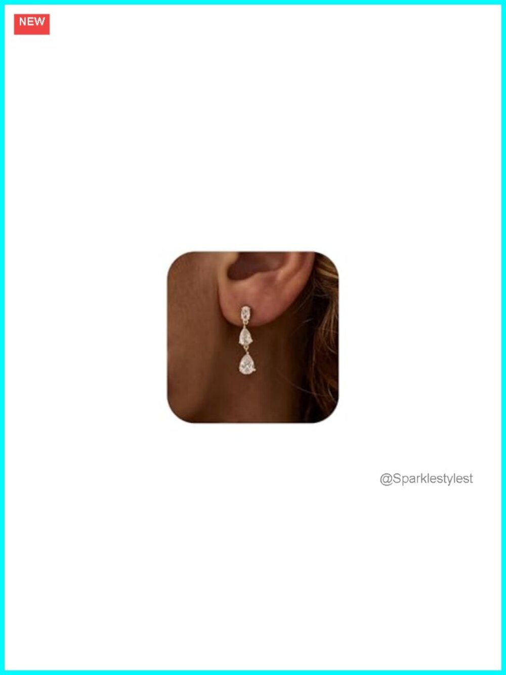 14K Gold Plated Cubic Zirconia Dangle Drop Earrings Formal Wedding Bridal